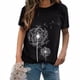 thumbnail image 2 of Camiseta Cuello Redondo Estampado Mujer Tops Poliéster Manga corta Paño de verano, Negro, XXL Noticed AP002414-05, 2 of 7