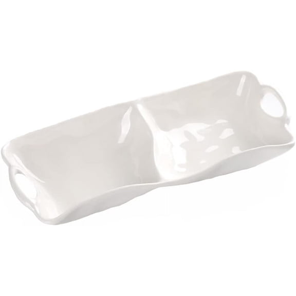 Pampa Bay Shatterproof Melamine 2 Section Server, 2"L x 5.5"W x 12.5"H, Classic White