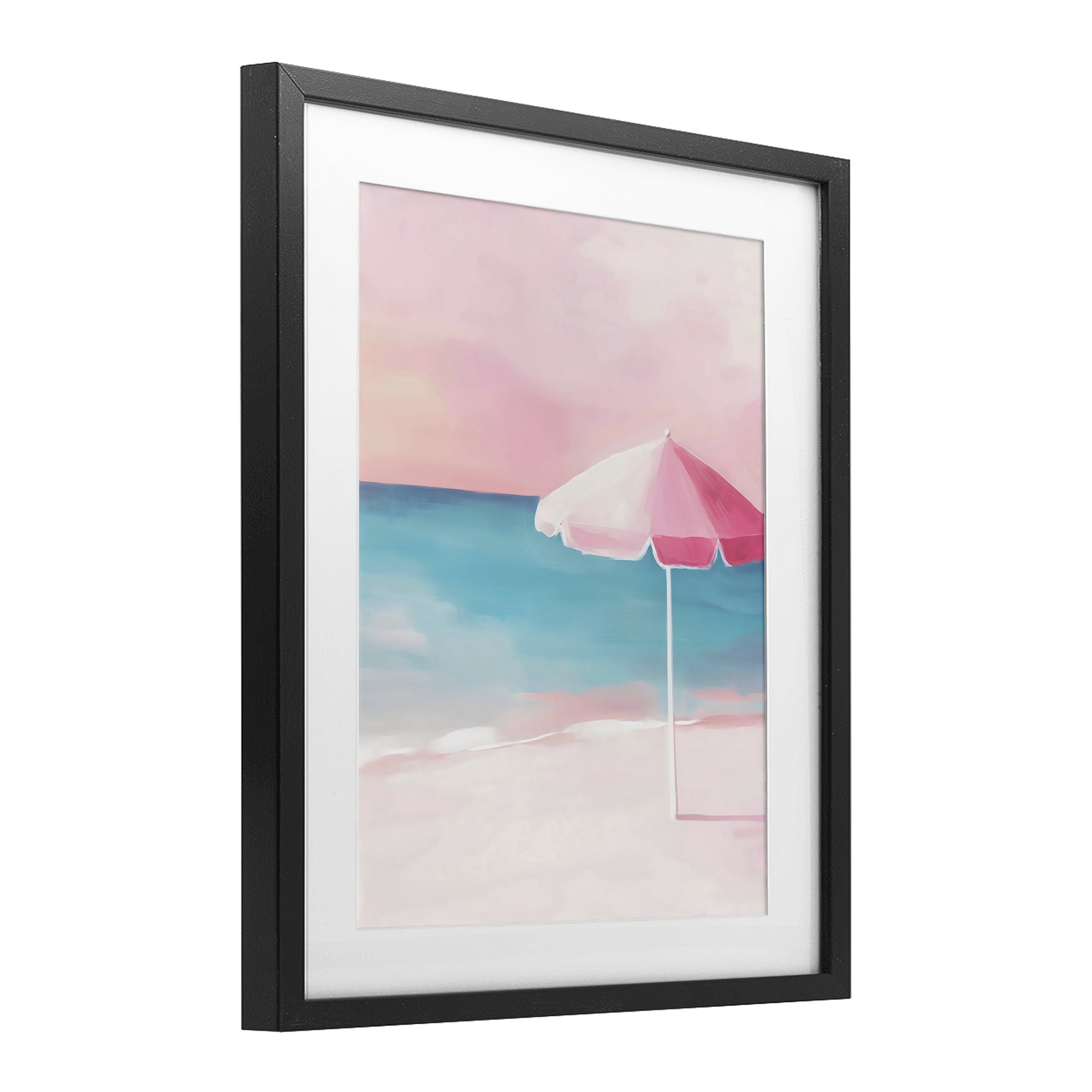 Stupell Industries Serene Pink Beach Umbrella Black Framed Print Under Glass, design by The Prints Vibe