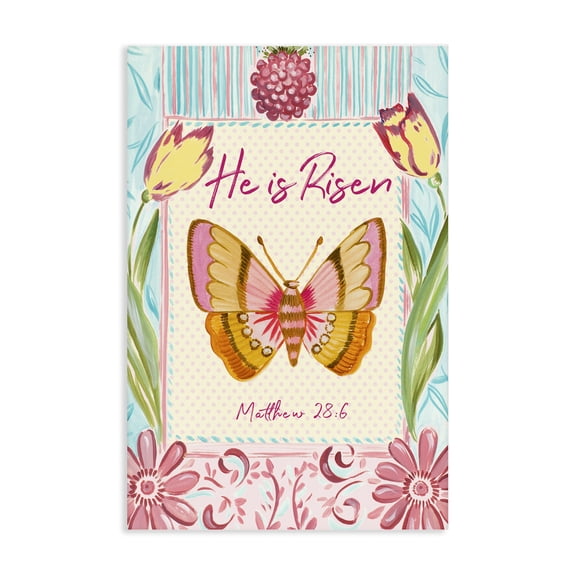 Stupell Industries French Country He Is Risen with Butterfly Canvas Art, 16 x 24, by Ani Del Sol