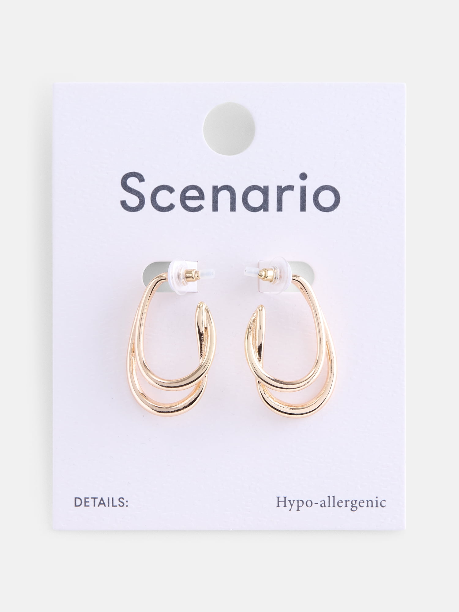 Scenario Women’s Gold Tone Dual Layer Hoop Earrings