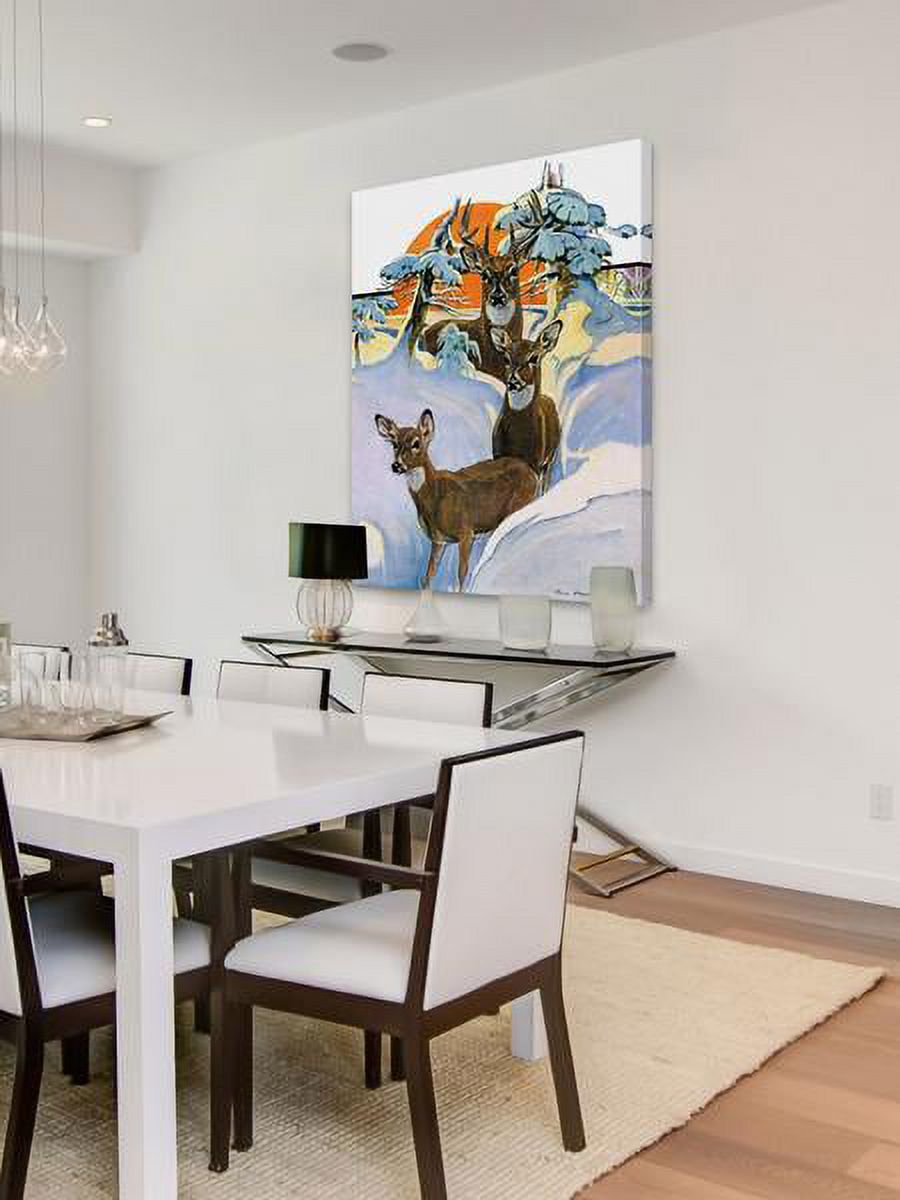 "Snow Deer" Painting Print on Wrapped Canvas