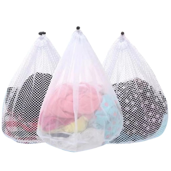 YMWVH 3Pcs Mesh Laundry Bags Jumbo with Drawstring Closure Sturdy, Washing Machine Mesh Wash Bags for Delicates, Bed Linen, Toys (3 XXLarge 28 x 26 Inches)
