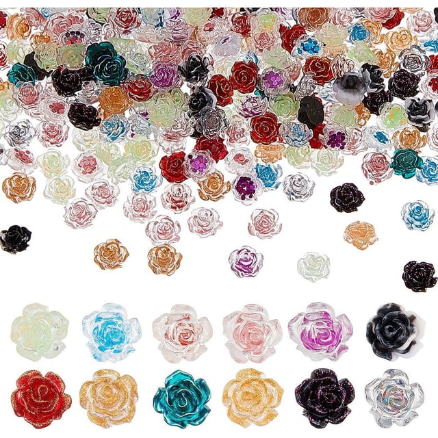 240 piezas de adornos de flores 3D para uñas, adornos de camelia para decoración de uñas, cabujones de resina con purpurina para uñas, suministros para decoración de uñas con flores de camelia.