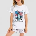 thumbnail image 2 of HCNTES Toddler Baby Boy Girl Outfit USA Flag Embroidery Knit Short Sleeve T Shirt Tops And Shorts Set Kids 1T 2T 3T 4T 5T 6T 7T 8T 9T Independence Day Clothes(D01-White,6-7 Years), 2 of 5