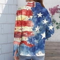 thumbnail image 4 of Iaqnaocc 4th Of July Womens Tops Button Down Collared Patriotic American Flag Stars Striped Festival Long Sleeve Tops America 250 Shirt Lightweight Tee Top Deep Red XL, 4 of 4