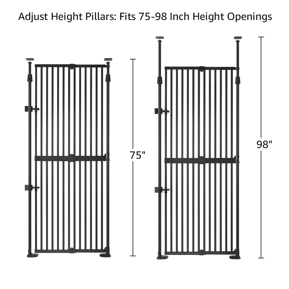 unipaws 75" High Extra Tall Cat Gate, 21"-34" Wide Safety Gate for Doorway, Black
