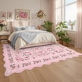 thumbnail image 3 of Scalloped Edge Floral Area Rug – Pastel Botanical Print, Vintage-Inspired Washable Carpet for Living Room, Bedroom, or Nursery, 3 of 11