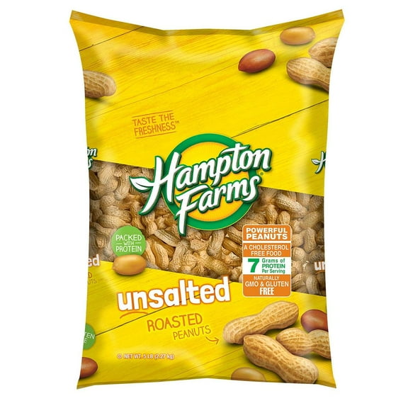 Product of Hampton Farms Unsalted Roasted In-Shell Peanuts 5 lbs