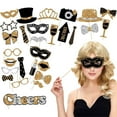 thumbnail image 2 of Mfigree 30 Pieces Black Golden Photo Booth Props for Birthday Wedding New Year Mix Of Hats Lipstick Tie and More Funny Selfie Props, Party Supplies and Event Decorations, 2 of 7