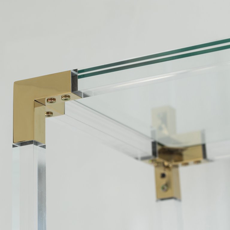 Acrylic Glass, Acrylic & Brass Glass Shelf