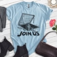 thumbnail image 2 of Join Us T-shirt, Unisex Women's Men's Shirt, Horror Movie Classic Film Lover Halloween Gift, Heather Light Blue, X-Small, 2 of 6