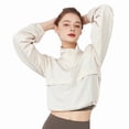 thumbnail image 2 of Women'S Zip Up Athletic Jacket Stand Collar Windproof Sun Protection Workout Outdoor Jacket Cream White XL, 2 of 9