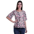 thumbnail image 2 of Moomaya Haut Col Rond Imprimé pour Femme Blouse à Manches Courtes Tenue Formelle, 2 of 5