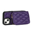 thumbnail image 4 of Allytech Crossbody Wallet Case for iPhone 13, Quilted PU Leather Zipper Handbag Purse Flip Kickstand Folio Card Slots Holder Wrist Strap Lanyard Cover for iPhone 13 6.1", Purple, 4 of 6