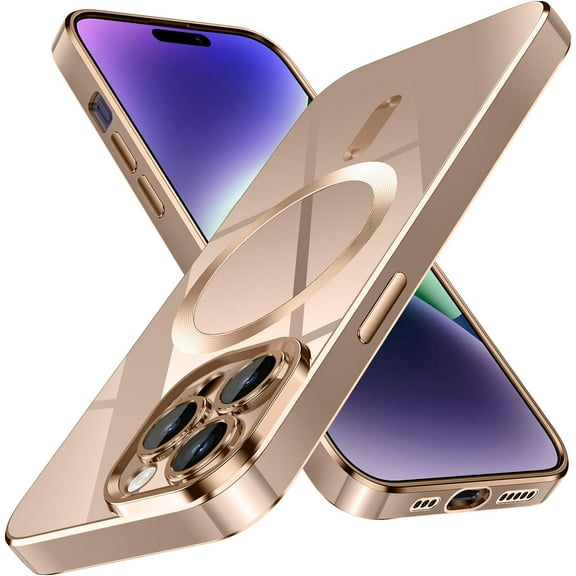 for iPhone 11 Pro Max Case,[Compatible with Magsafe],[10 FT Military Grade Drop Protection][Anti Yellowing] Slim Soft TPU Luxury Protective Phone Case for 14 Pro Max -Rose Gold 8-IP11pm-04