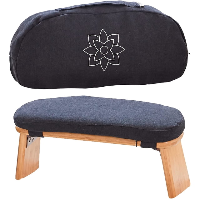 Mindful Modern Pro Bamboo Meditation Bench, Wood Frame Foldable w/Cushion
