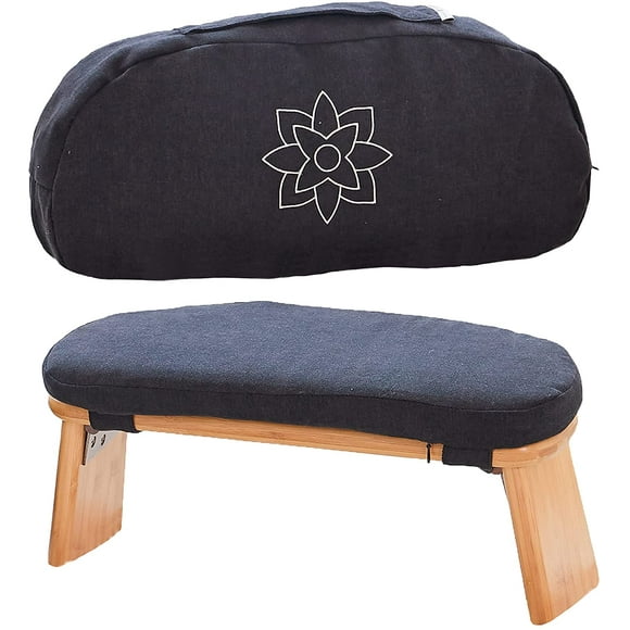Mindful Modern Pro Bamboo Meditation Bench, Wood Frame Foldable w/Cushion