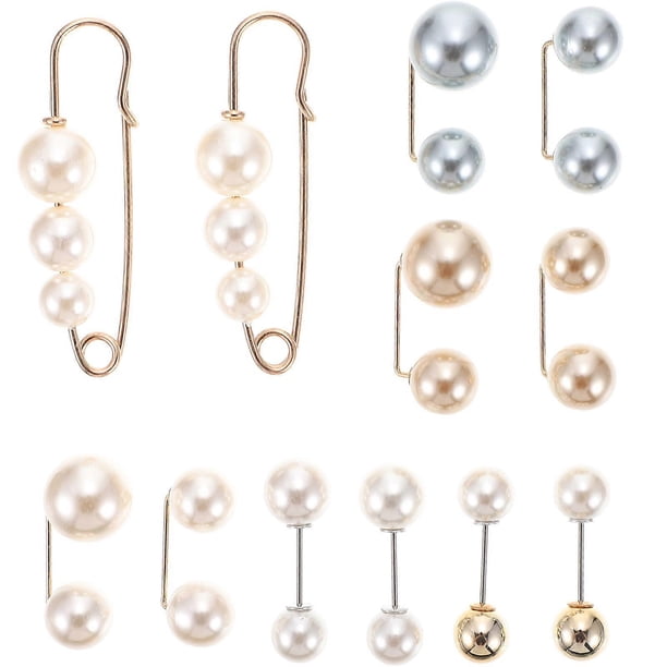 12pcs Delicate Pearl Brooch Pin Skirt Waist Button Durable Alloy Brooch Pin