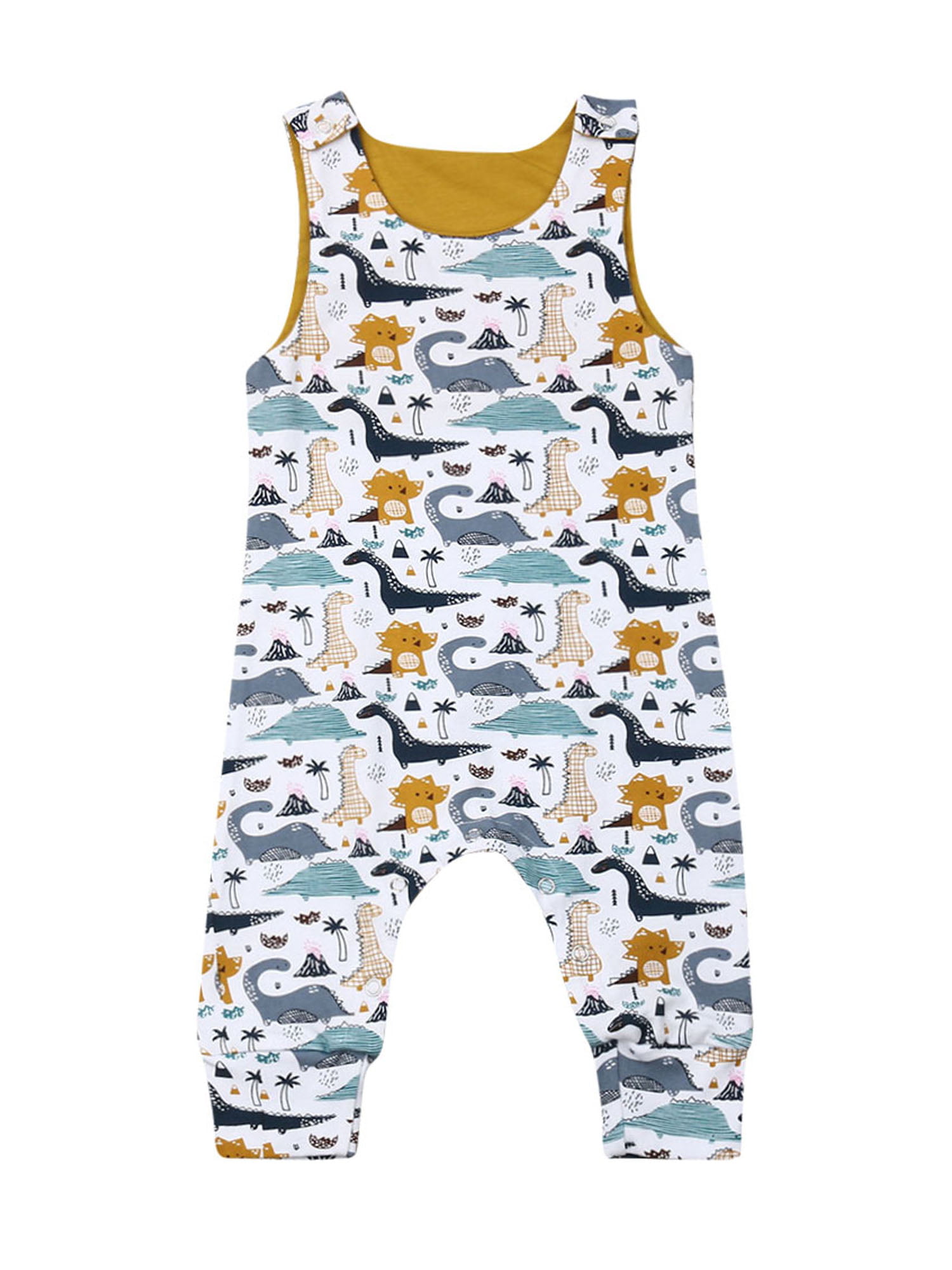 Cyond Rompers Suit for Girls Newborn Kids Baby Boys Girls Romper Bodysuit Dinosaur Printing Romper Jumpsuit+Headband Outfits Summer Sleeveless Casual Daily Mini Playsuit