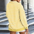 thumbnail image 3 of Women's Striped Quarter Zip Sweatshirts Turtleneck Long Sleeve Oversized Sweaters Pullover Fashion Fall Tops Outfit (2XL, Yellow), 3 of 5