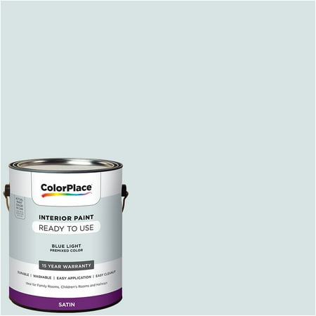 ColorPlace Pre Mixed Ready To Use, Interior Paint, Blue Light, Satin Finish, 1