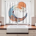 thumbnail image 2 of Ambesonne Beach Kitchen Curtains, Surfing Giant Ocean Wave Art, 55"x45", Peach Blue, 2 of 3