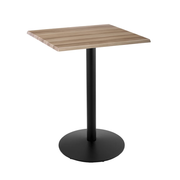 Indoor/Outdoor 42" Tall OD214 Black Table Base with 22" Diameter Foot and 30" x 30" Square Indoor/Outdoor Natural Top by the Holland Bar Stool Co.