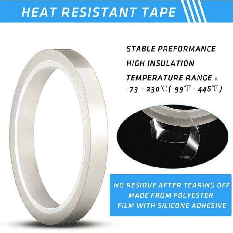 2PCS Heat Transfer Tape Clear Heat Tape for Sublimation Heat  Resistant Tape for Sublimation Heat Press Tape No Residue Shrink Heat Tape  for Electronics Masking,Soldering, Protecting Circuit Board : Office  Products