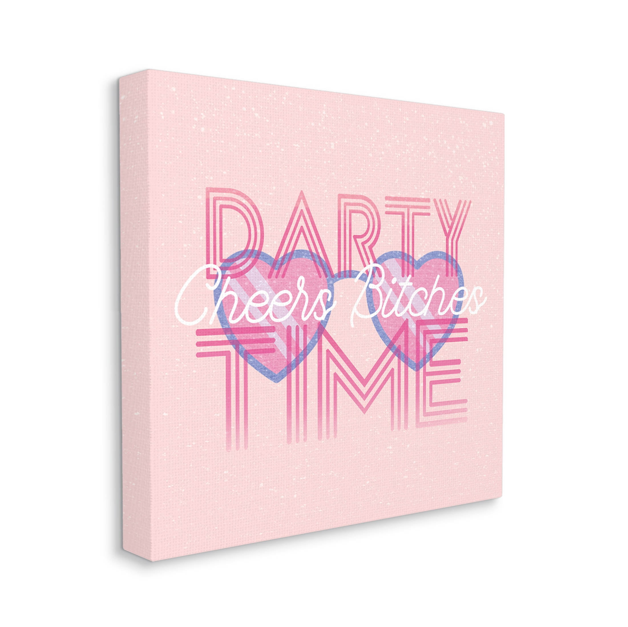 Stupell Industries Cheers Party Time Pink Phrase Graphic Art Gallery Wrapped Canvas Print Wall Art, Design by Lil' Rue