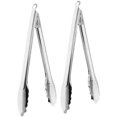 thumbnail image 1 of Pinzas de cocina para parrilla y barbacoa, paquete de 2 pinzas grandes para parrilla y barbacoa de acero inoxidable con bloqueo grueso (plata, 12 pulgadas) Ofspeizc QH-731, 1 of 7