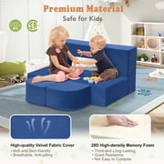 JP Outdoor 4PCS Modular Kids Play Couch Filled with 100% 28D Sponge,Toddler Nugget Convertible Couch,Navy Blue