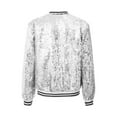 thumbnail image 2 of MSemis Kids Girls Sparkly Sequin Baseball Jacket Long Sleeve Zip Up Bomber Jacket Hip Hop Dancing Silver 6, 2 of 5