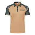thumbnail image 2 of TANGQIOP Short Sleeve T-Shirts for Men Camouflage Color Blocking Collared Neck Cotton Pocket Polo Shirts Outdoor Quick Dry Casual Khaki XXXL, 2 of 4