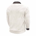 thumbnail image 5 of Generic Men's Ribbed Long Sleeve Polo Shirts V-Neck Textured Solid Color Pullover Casual Corduroy Texture Sweatshirt, 5 of 6