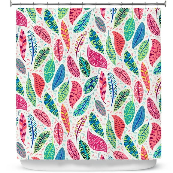 Shower Curtains 70" x 73" from DiaNoche Designs by Jill O Connor - Colourful Feathers
