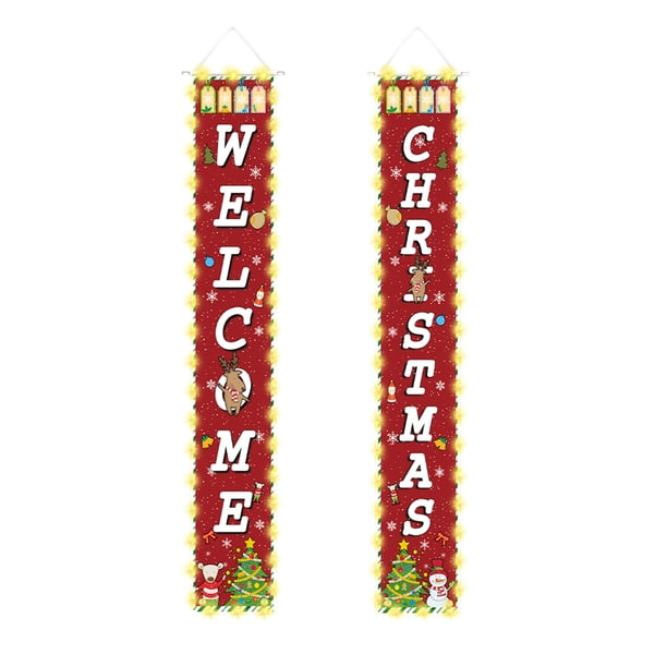 Decoraciones de Puerta de Navidad Cortinas de Puerta de Pareja de Navidad Personalizadas Decoración de Fiesta Cortina Bandera de Navidad Paño de Fondo Decoración de Luz de Navidad Estilo Decoraciones