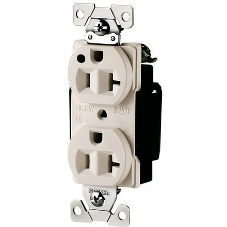 Arrow Hart AH8300W Straight Blade Duplex Receptacle, 125 V, 20 A, 2 Pole, 3 Wire, White