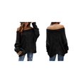 thumbnail image 3 of Women Off Shoulder Sweater Long Sleeve Knit Sweater Loose Pullover Jumper Tops Black L, 3 of 7