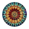 thumbnail image 4 of HAOXIT Boho Mandala Orange Blue Green Colorful Round Tablecloth Waterproof Wipeable Tablecloth Cover Home Restaurant Kitchen Picnic Party Decoration Circular Tablecloth 38-42, 4 of 8