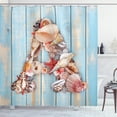 thumbnail image 1 of Ambesonne Letter a Shower Curtain, Seashell Wood Backdrop, 69"Wx84"L, Dark Coral Pale Blue, 1 of 3
