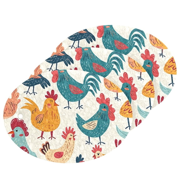 Chickens Colorful 3 Pack Dish Sponges Bulk Natural Sponges Compressed Sponges Non-Scratch for Kitchen Cleaning Dishes
