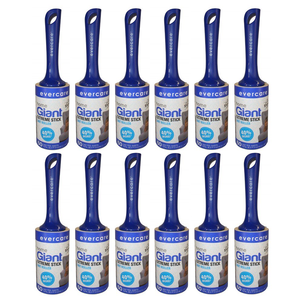 Evercare Giant Lint Roller 60 Sheets Extreme Stick Easy Peel With