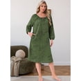 thumbnail image 2 of DARING DIVA Women's Long Sleeve Round Neck Tie Front Nightshirt with Pocket S Green, 2 of 6