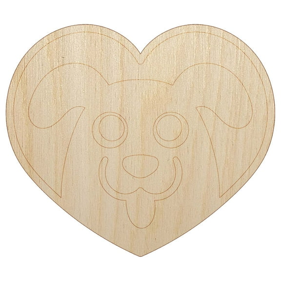 Dog Inside of Heart Love Wood Shape Unfinished Piece Cutout Craft DIY Projects - 4.70 Inch Size - 1/8 Inch Thick