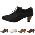 thumbnail image 6 of Women's Vintage Casual Wingtip Oxfords Dress Shoes Leather Kitten Heels Winter Spring Fall Short Ankle Booties, 6 of 6