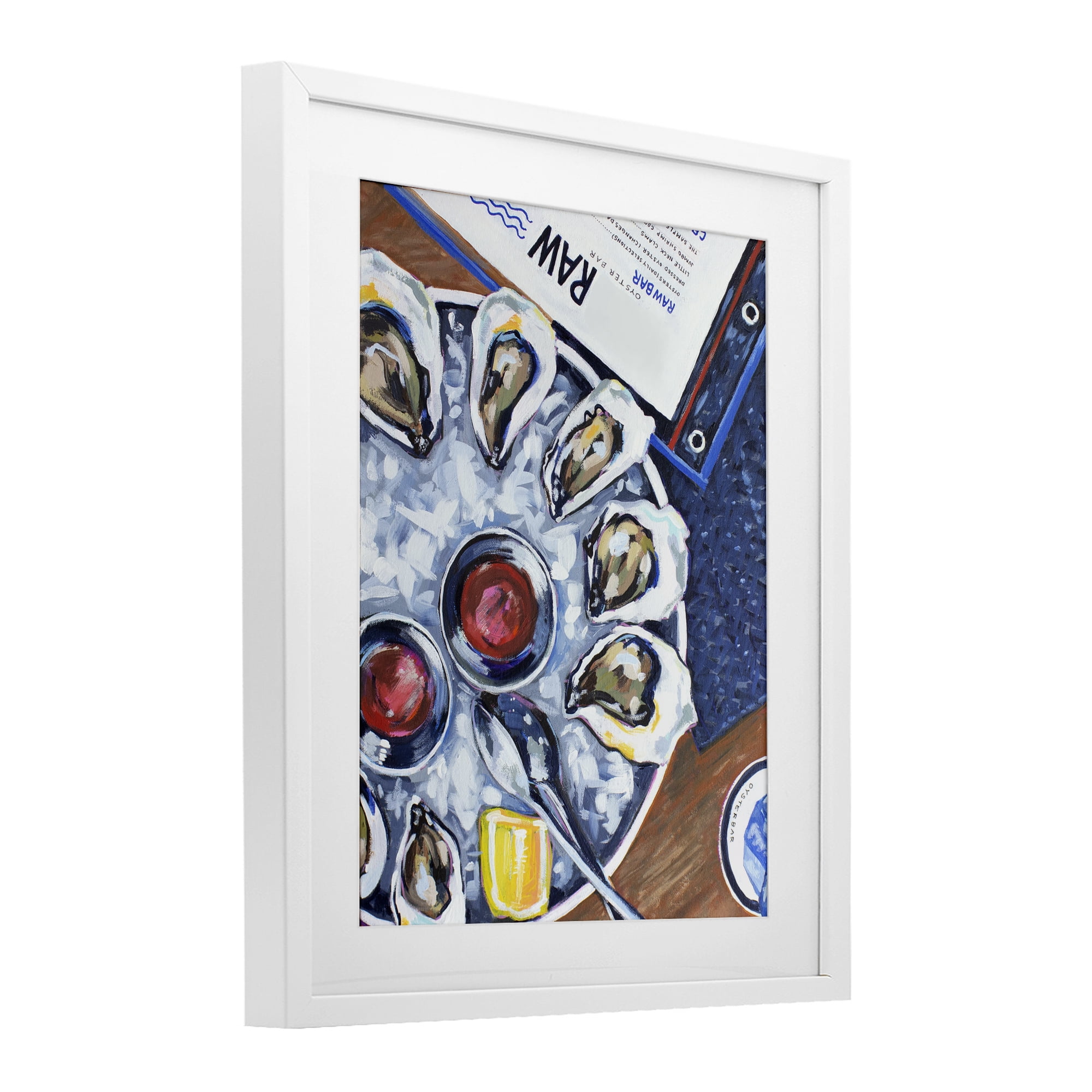 Stupell Industries Oysters on Ice White Framed Print Under Glass, design by Rachel Nerney