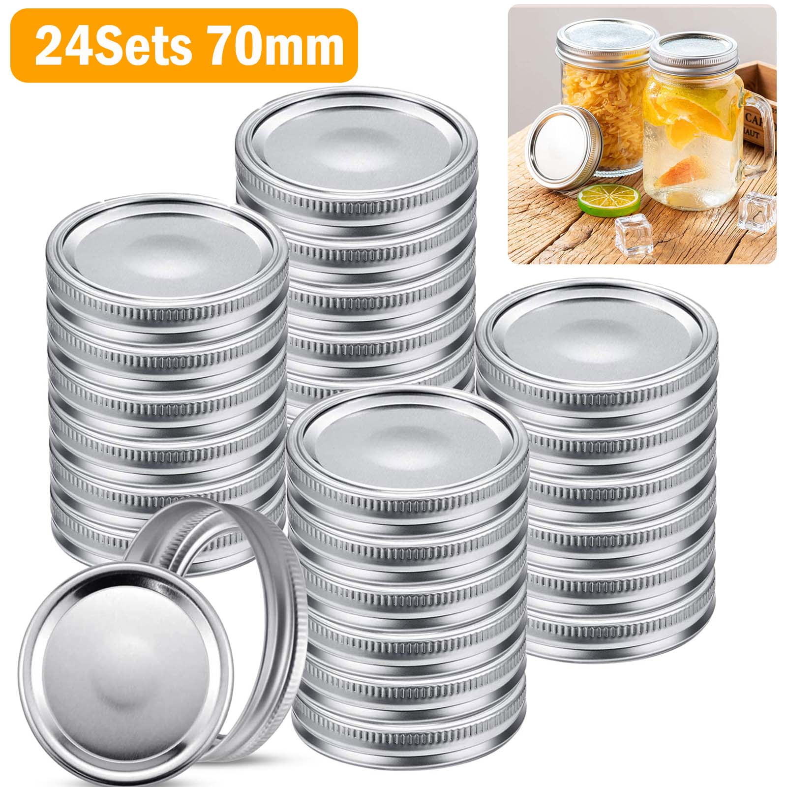 Stainless Steel Solid Caps Lid for Regular Wide Mouth Mason Ball Canning Jar Kit