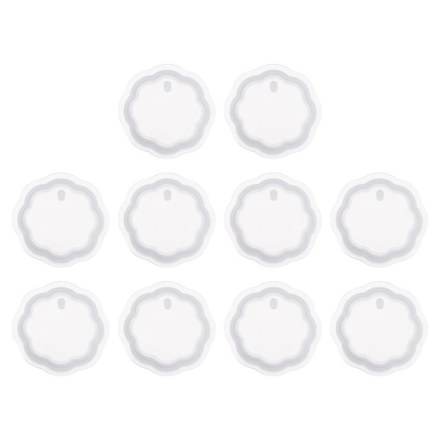 Uxcell 10 Pcs Moldes de Llaveros de Resina en Forma de Flor, Kit de Moldes de Silicona Epóxica con Agujero para Colgantes de Llaveros y Joyería