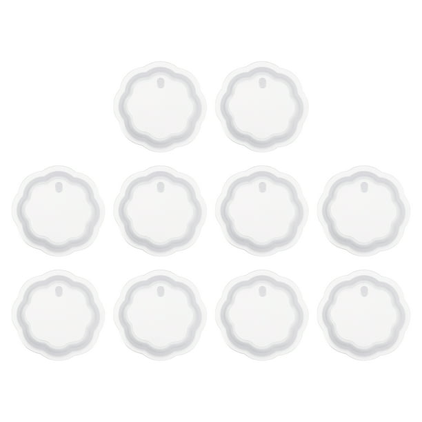 Uxcell 10 Pcs Moldes de Llaveros de Resina en Forma de Flor, Kit de Moldes de Silicona Epóxica con Agujero para Colgantes de Llaveros y Joyería